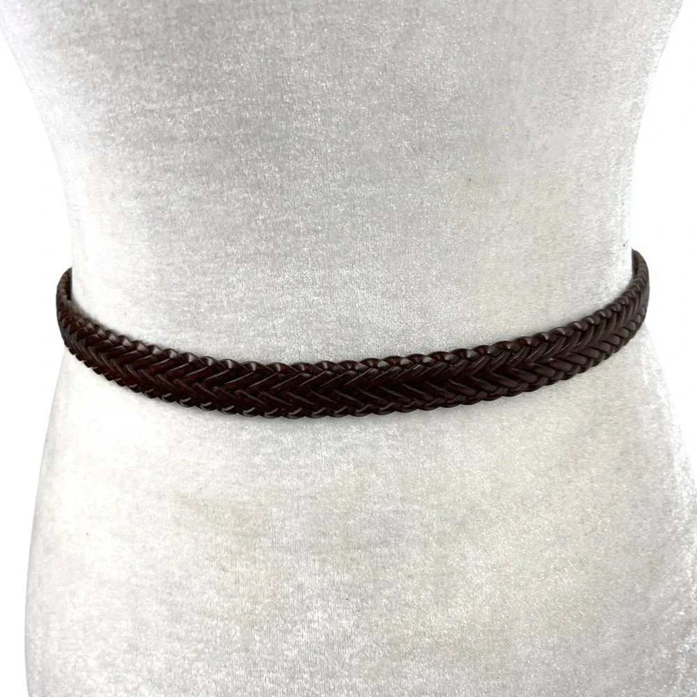 Womens Braided Brown Leather Western Style Belt